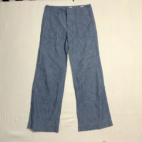 GAP Women's Mid Rise Linen Blend Wide-Leg Pull-On Pants Blue -‎ Size 2 - Picture 2 of 12